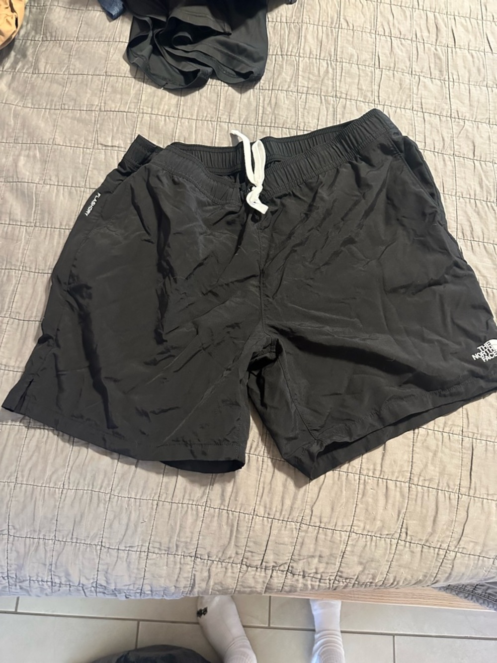 The North Face Black Men's Elastic Waist Shorts with White Logo